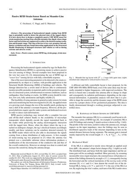 passive rfid strain-sensor based on meander-line antennas|Passive RFID Strain.